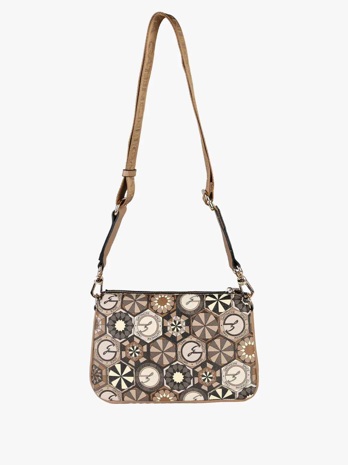 Gattinoni Tracolla donna multitasche con stampe - taupe