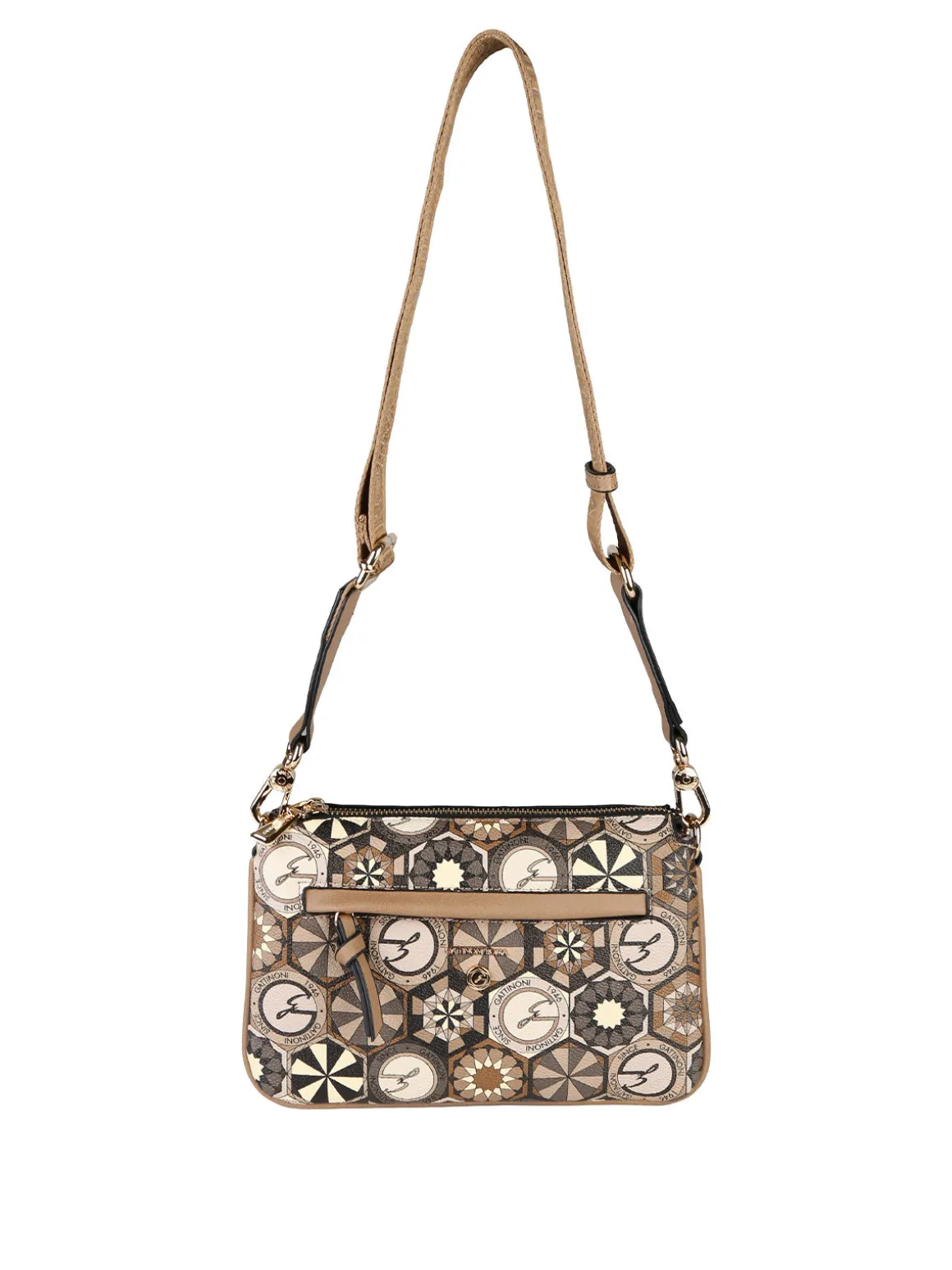 Gattinoni Tracolla donna multitasche con stampe - taupe