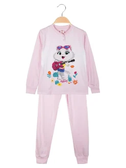 44 Gatti pigiama lungo in cotone da bambina