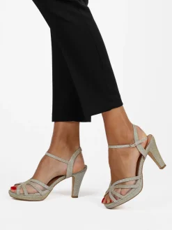 Gavi Sandali donna glitter con tacco e plateau