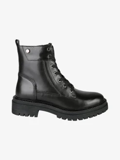 Geox D IRIDEA C Anfibi donna in pelle con lacci e zip - nero