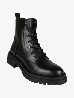Geox D IRIDEA C Anfibi donna in pelle con lacci e zip - nero