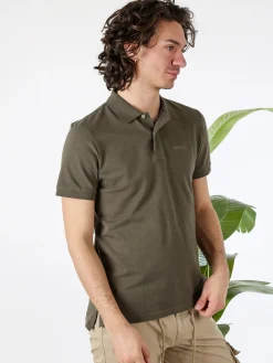 Geox Polo da uomo in cotone a maniche corte - oliva