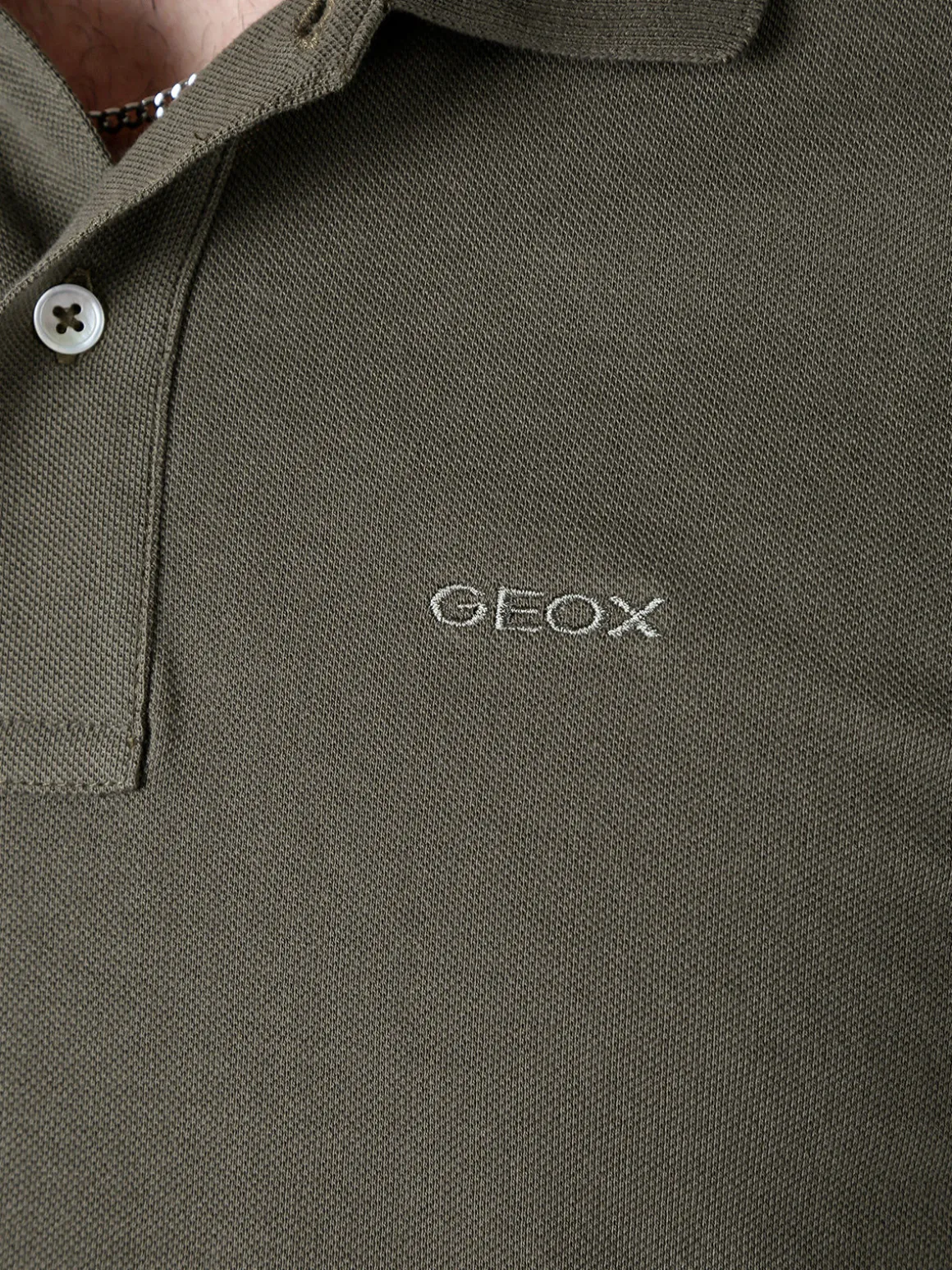 Geox Polo da uomo in cotone a maniche corte - oliva