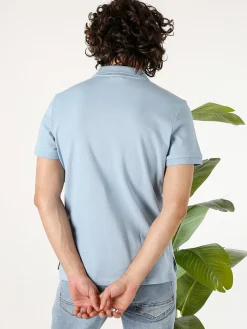 Geox Polo da uomo in cotone a maniche corte - azzurro