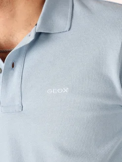 Geox Polo da uomo in cotone a maniche corte - azzurro