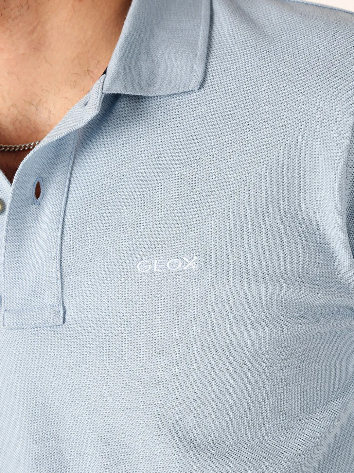 Geox Polo da uomo in cotone a maniche corte - azzurro