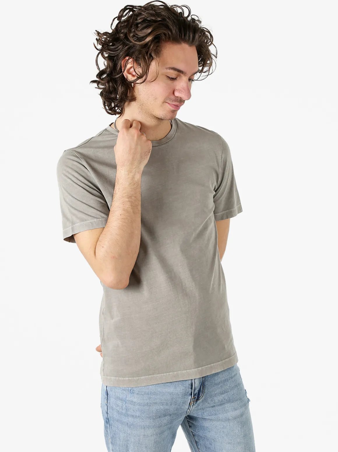 Geox T-shirt girocollo da uomo in cotone - fango