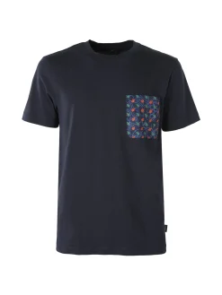 Geox T-shirt girocollo da uomo in cotone con taschino - blu scuro