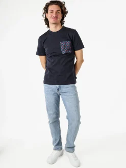 Geox T-shirt girocollo da uomo in cotone con taschino - blu scuro