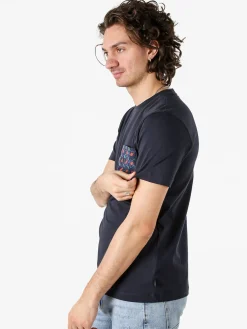 Geox T-shirt girocollo da uomo in cotone con taschino - blu scuro