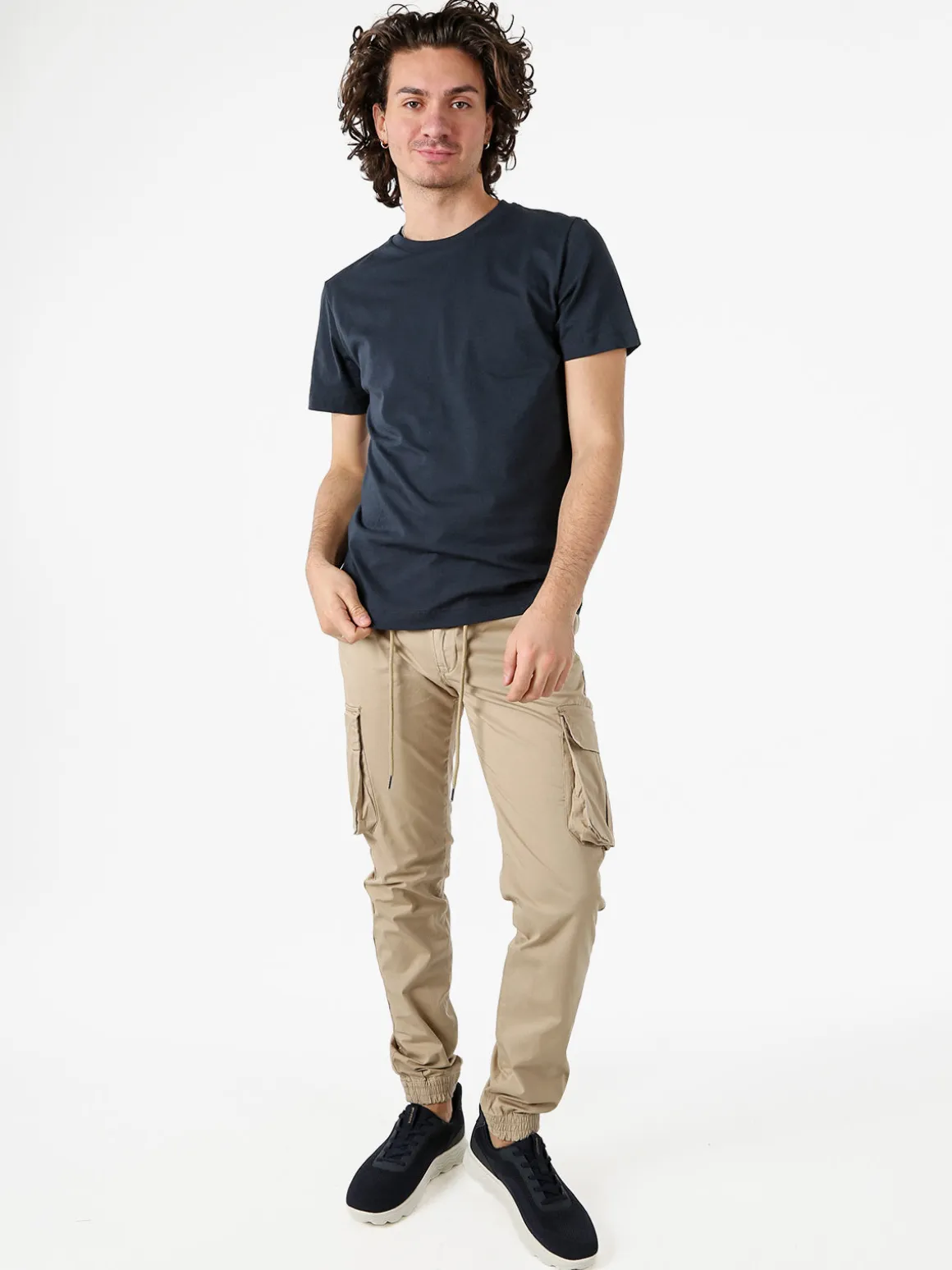 Geox T-shirt girocollo da uomo in cotone - blu scuro