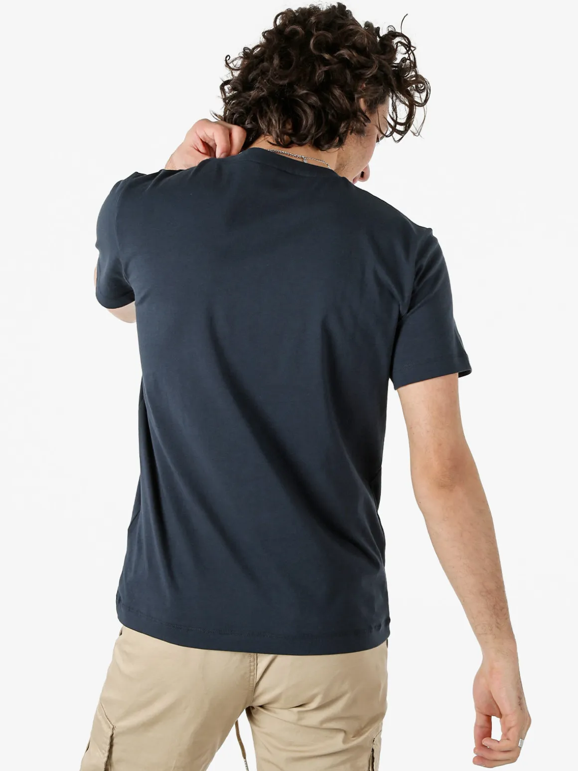 Geox T-shirt girocollo da uomo in cotone - blu scuro