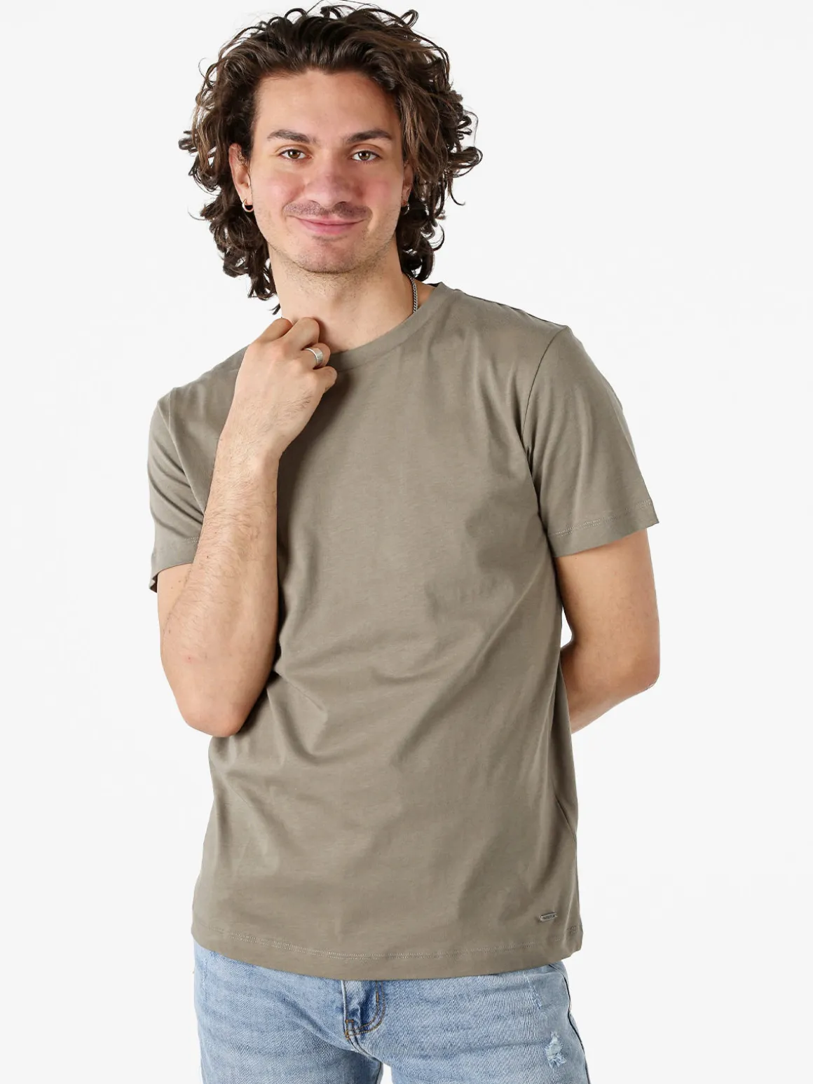 Geox T-shirt girocollo da uomo in cotone - fango