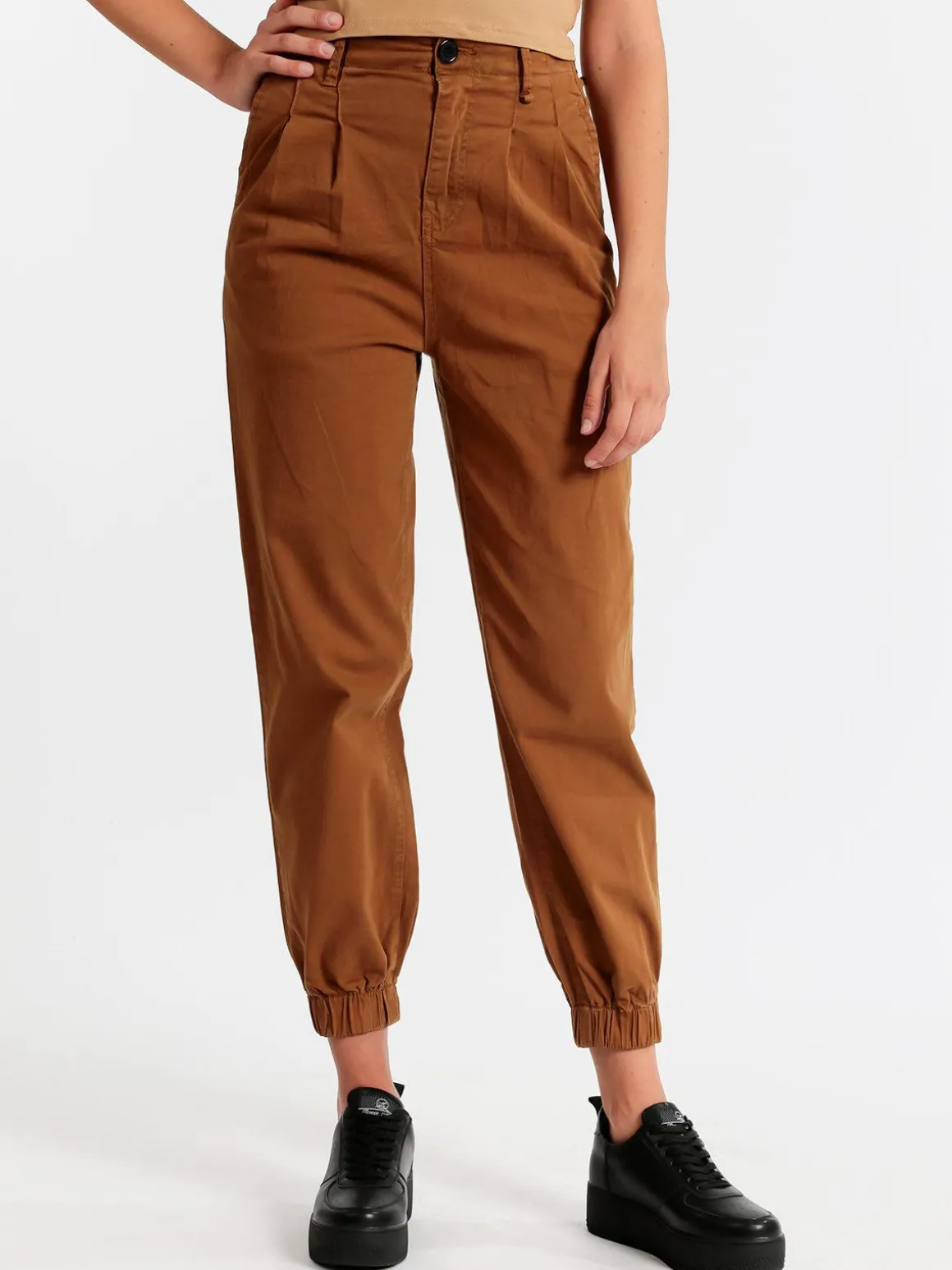 Ghiaccio&Limone Pantaloni in cotone a vita alta con polsino