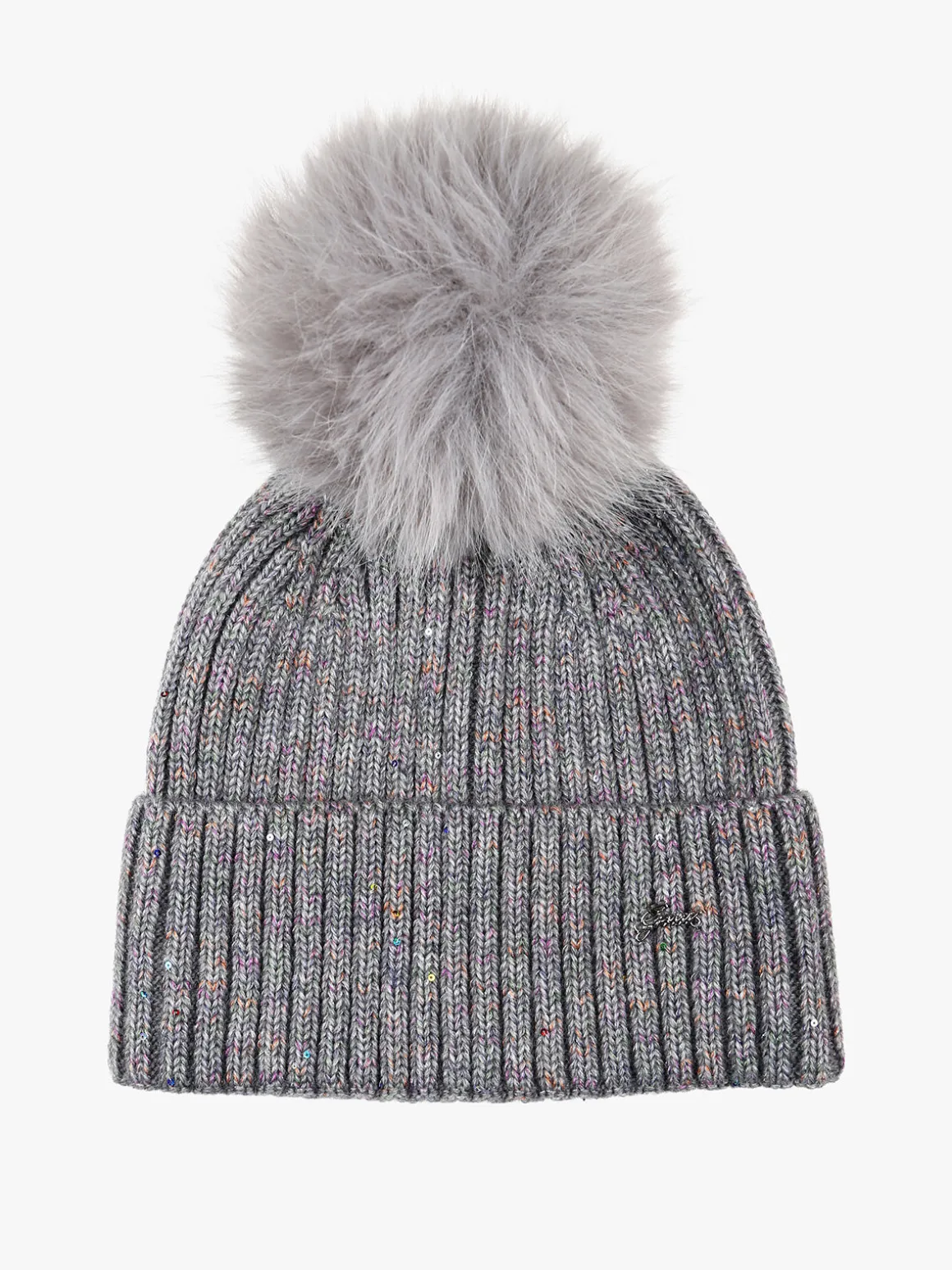 Gian Marco Venturi Cappello donna lurex in maglia con pompon - grigio