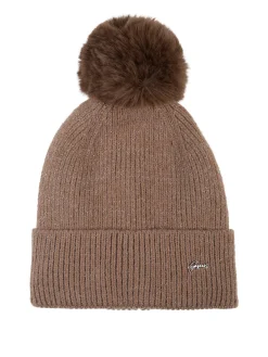 Gian Marco Venturi Cappello donna lurex in maglia con pompon - taupe