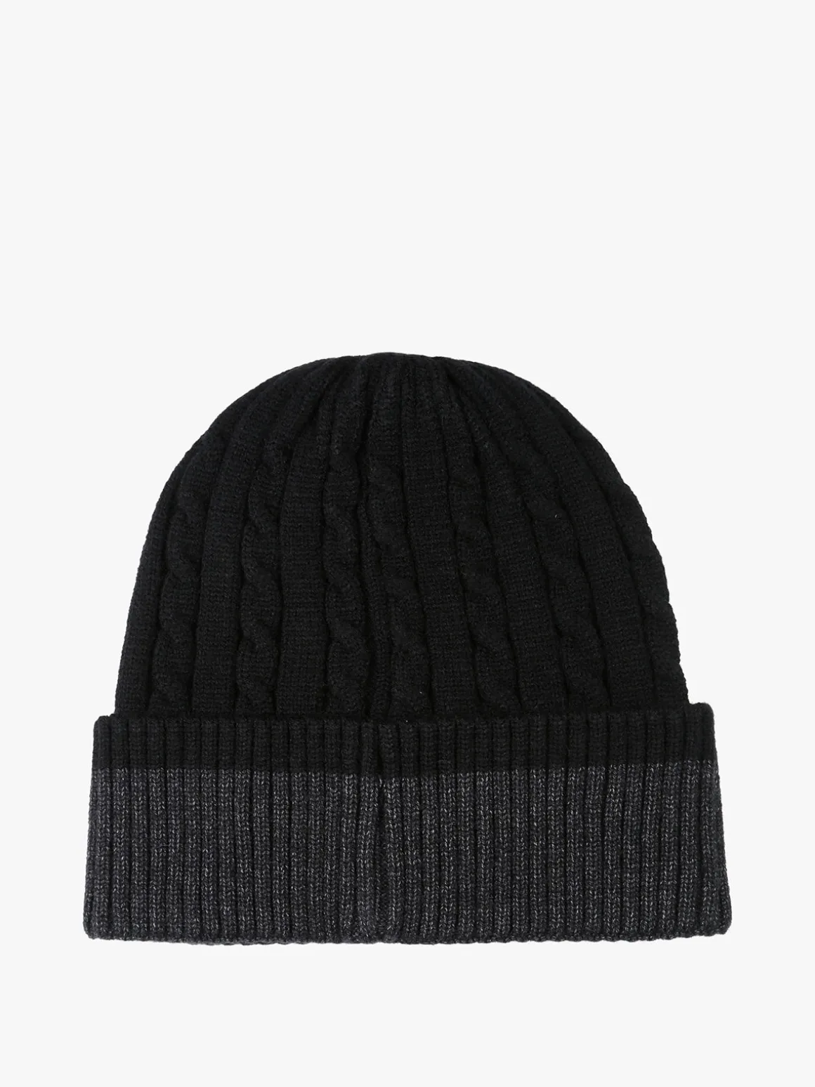 Gian Marco Venturi Cappello da uomo in maglia a coste con risvolto - nero