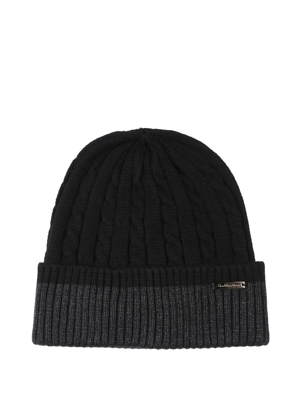 Gian Marco Venturi Cappello da uomo in maglia a coste con risvolto - nero