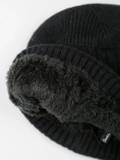 Gian Marco Venturi Cappello in maglia da uomo a coste con risvolto - nero