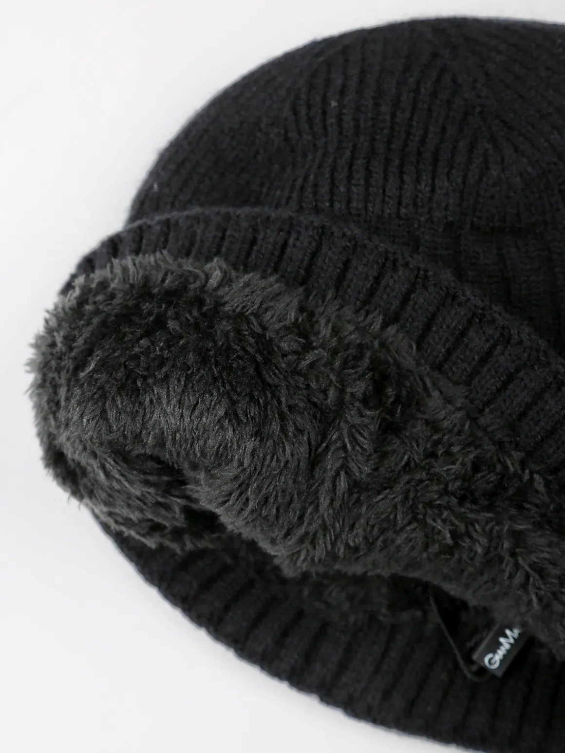 Gian Marco Venturi Cappello in maglia da uomo a coste con risvolto - nero