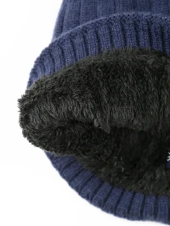 Gian Marco Venturi Cappello in maglia da uomo a coste con risvolto - blu scuro