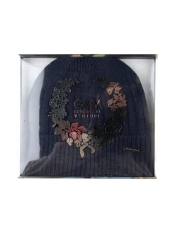 Gian Marco Venturi Cappello in maglia da uomo a coste con risvolto - blu scuro