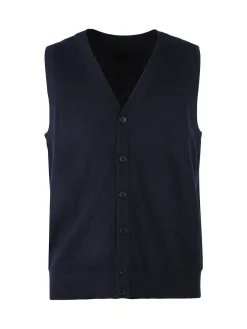 Gian Marco Venturi Gilet da uomo in maglia misto lana con bottoni - blu scuro