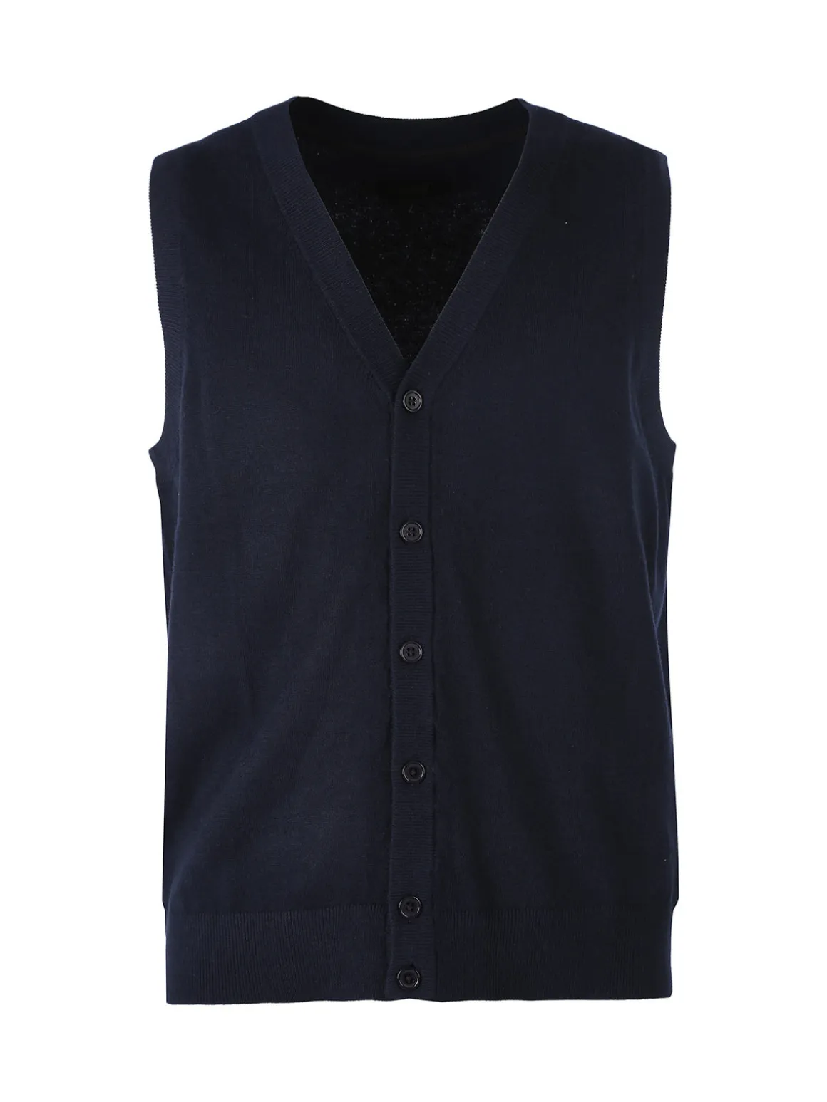 Gian Marco Venturi Gilet da uomo in maglia misto lana con bottoni - blu scuro