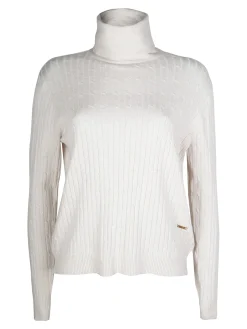 Gian Marco Venturi Maglia dolcevita da donna a trecce con micropaillettes luccicanti