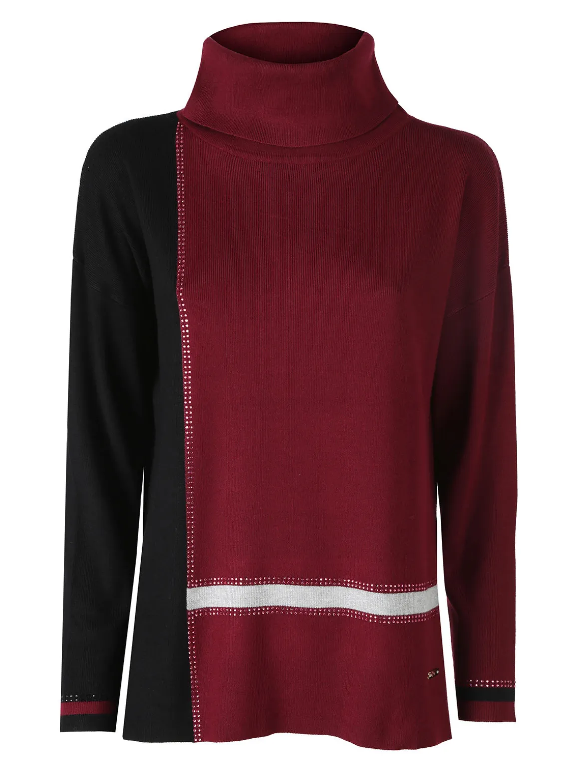 Gian Marco Venturi Maglia dolcevita da donna con strass - bordeaux