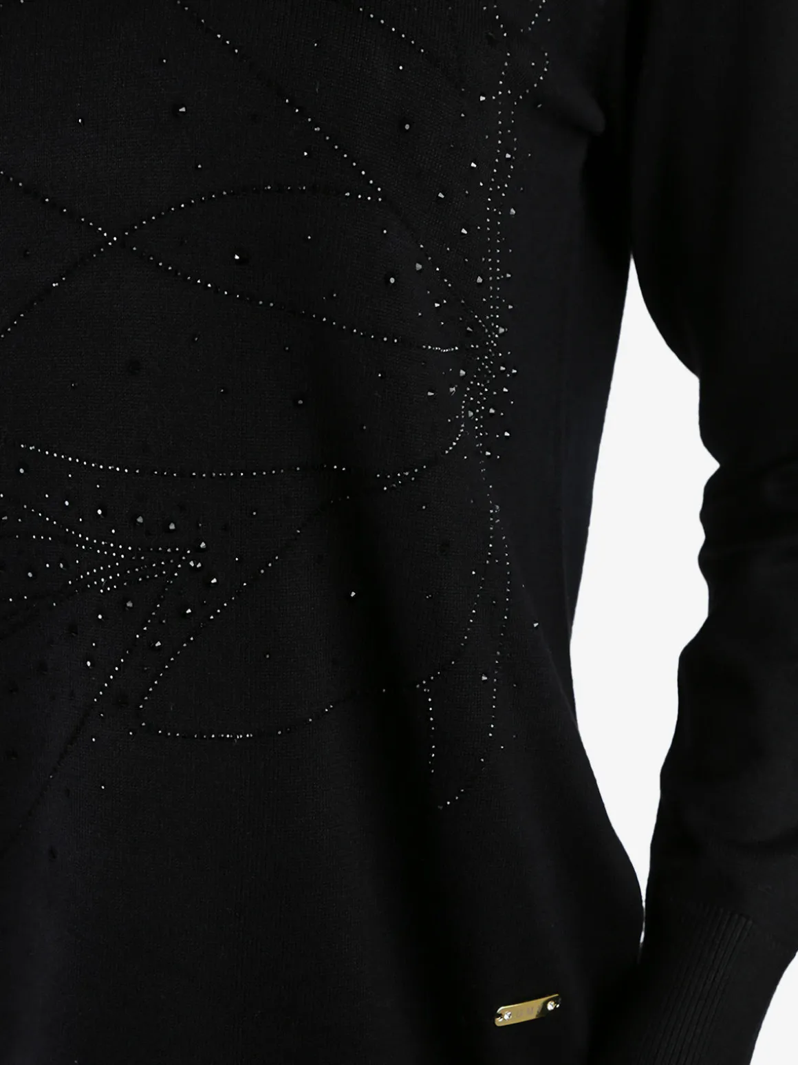 Gian Marco Venturi Maglia donna girocollo con strass e spacchi laterali - nero