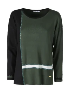 Gian Marco Venturi Maglia donna girocollo con strass - verde