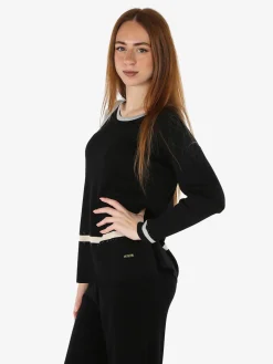 Gian Marco Venturi Maglia donna girocollo con strass - nero
