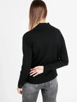 Gian Marco Venturi Maglia donna a lupetto con bottoni gioiello sui polsini