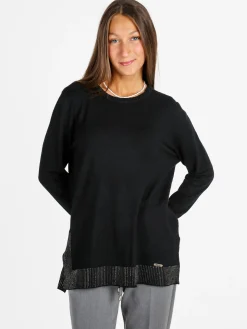 Gian Marco Venturi Maglia donna girocollo con borchie sul finale - nero