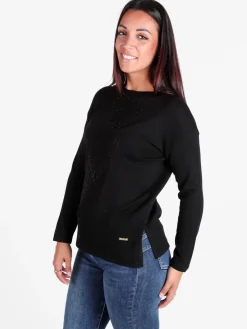 Gian Marco Venturi Maglia girocollo da donna con strass centrali