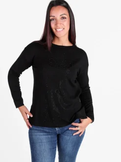 Gian Marco Venturi Maglia girocollo da donna con strass centrali