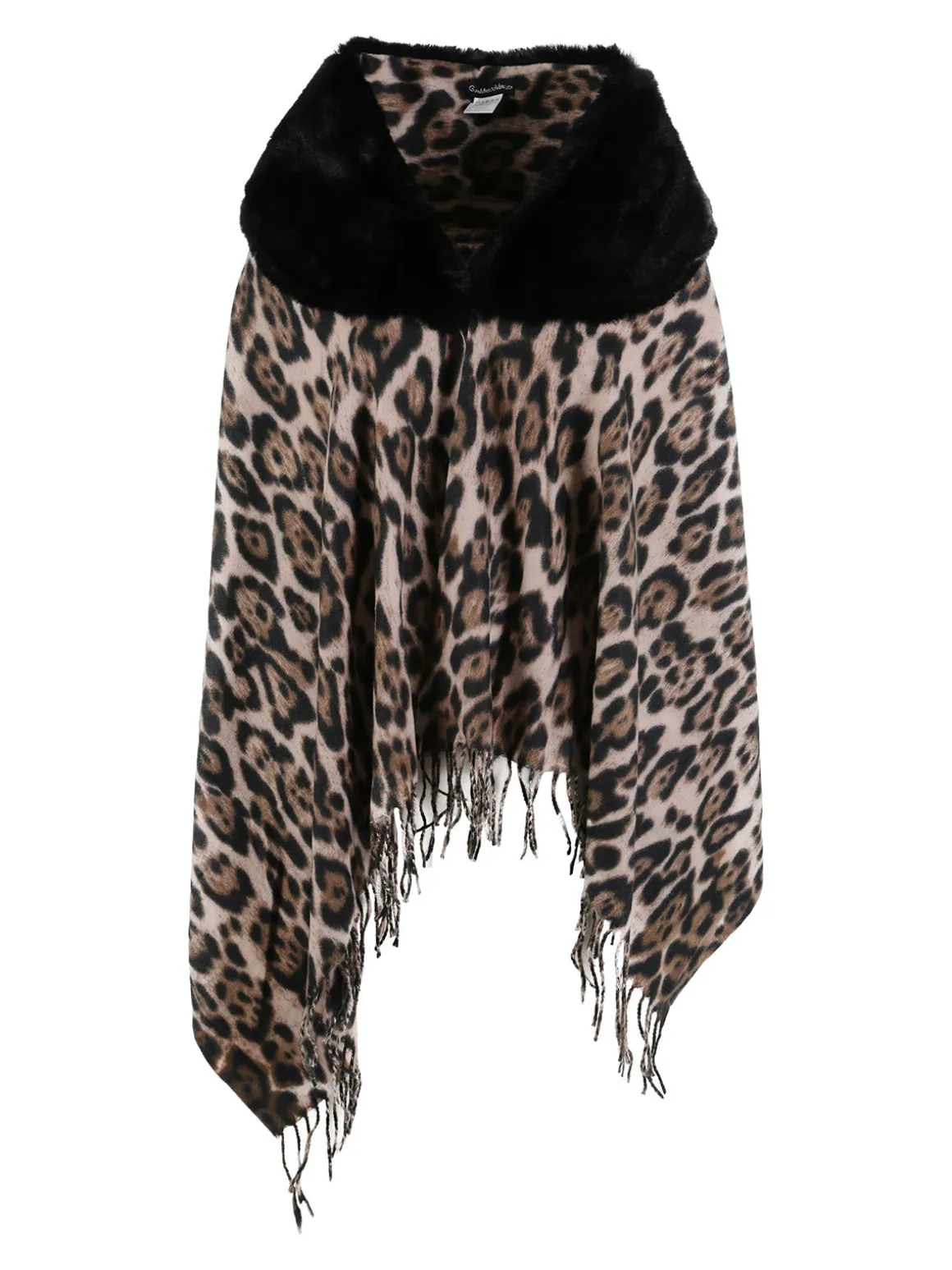 Gian Marco Venturi Mantella donna animalier con scollo in ecopelliccia