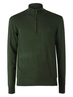 Gian Marco Venturi Pullover da uomo mezza zip misto viscosa - militare