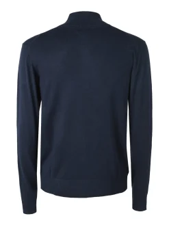 Gian Marco Venturi Pullover da uomo mezza zip misto viscosa - blu scuro