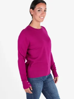 Gian Marco Venturi Pullover girocollo in maglia da donna con bottoni gioiello sui polsini