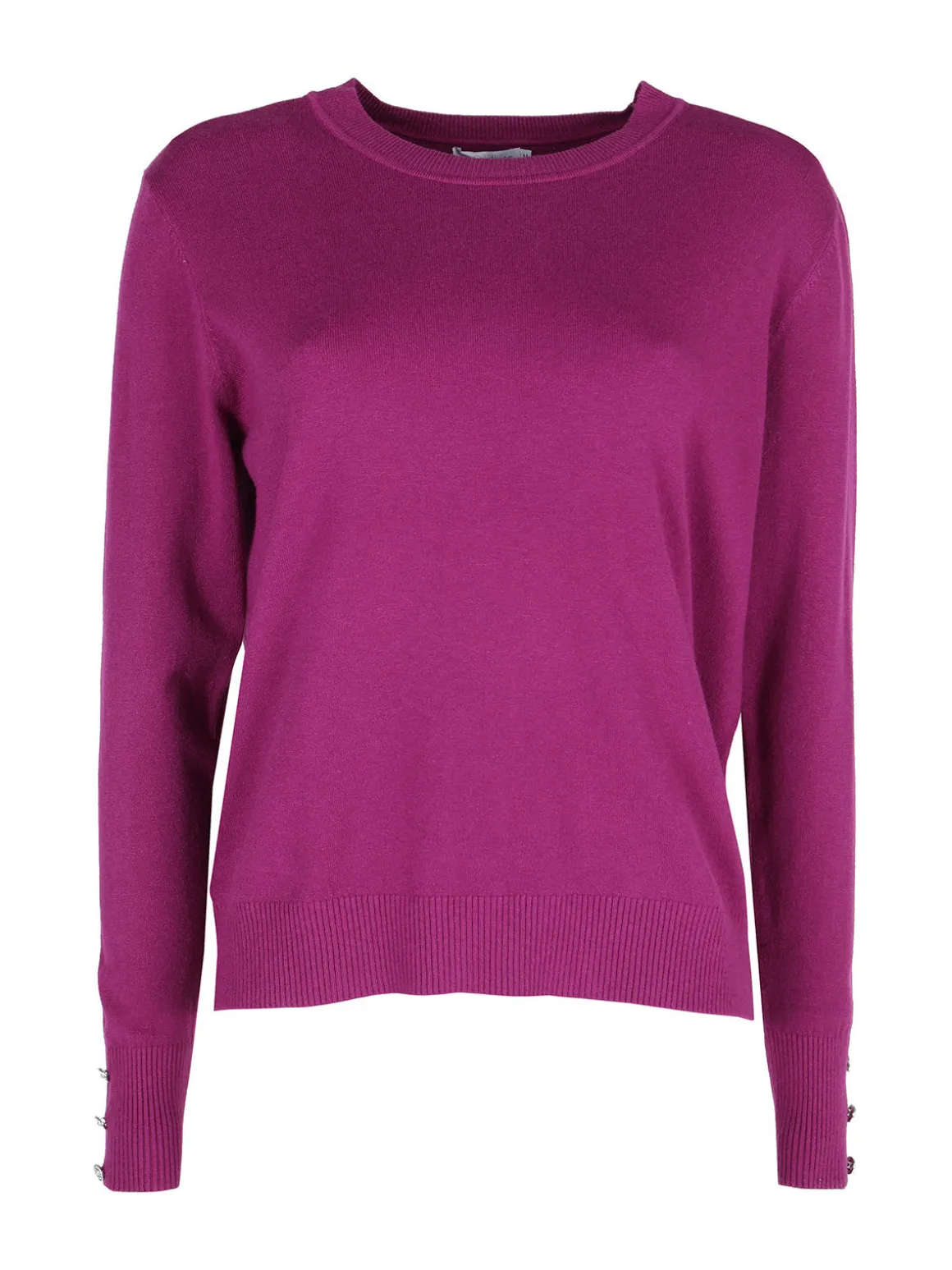 Gian Marco Venturi Pullover girocollo in maglia da donna con bottoni gioiello sui polsini