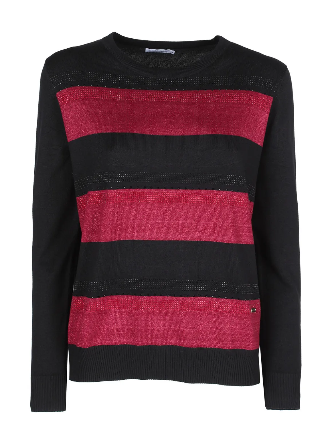 Gian Marco Venturi Pullover in maglia da donna a blocchi di colore con strass