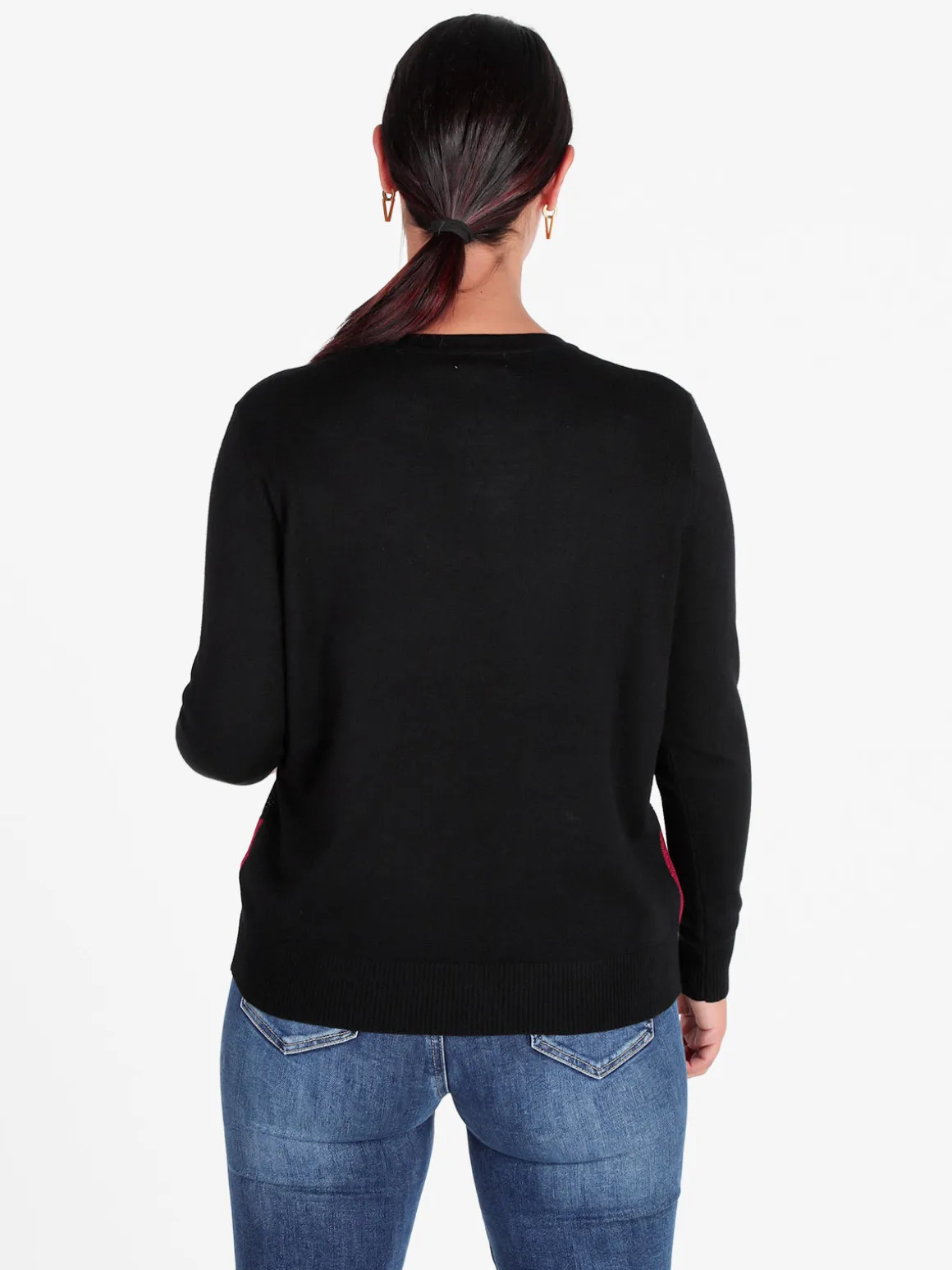 Gian Marco Venturi Pullover in maglia da donna a blocchi di colore con strass