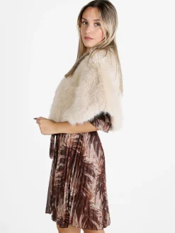 Gian Marco Venturi Scialle donna in pelliccia sintetica con gancino - beige