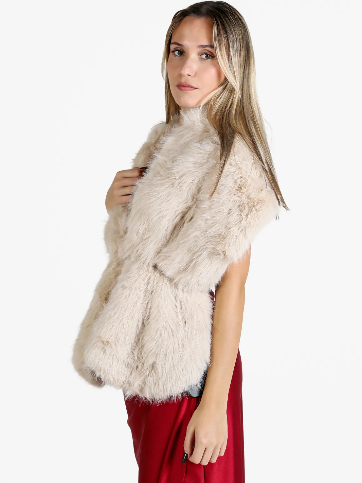 Gian Marco Venturi Scialle donna in pelliccia sintetica - beige