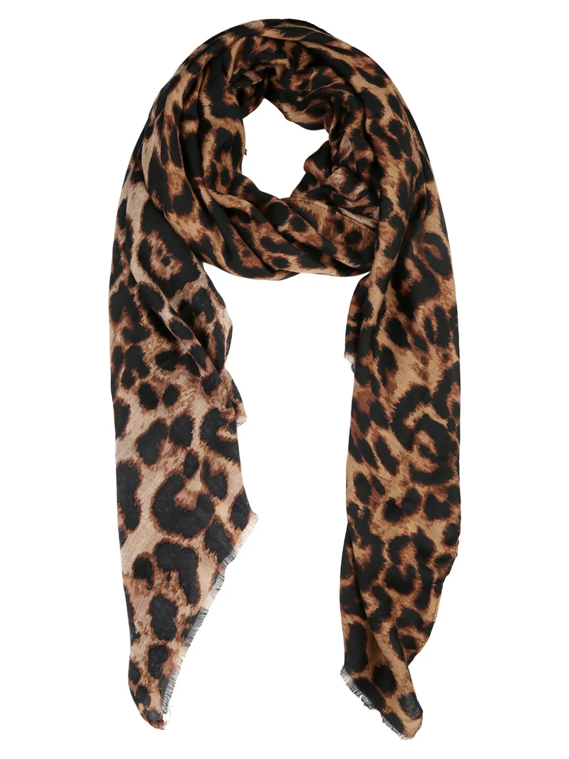 Gian Marco Venturi Sciarpa animalier da donna sfrangiata - marrone
