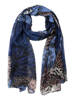 Gian Marco Venturi Sciarpa donna leggera con stampe - blu scuro