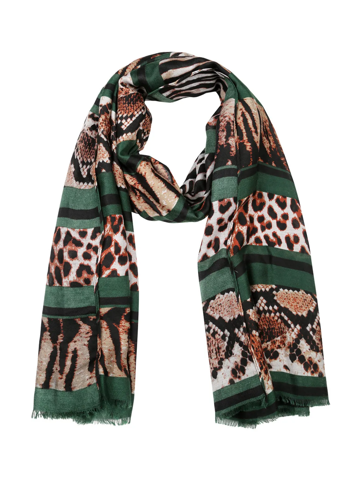 Gian Marco Venturi Sciarpa donna animalier con frange - marrone